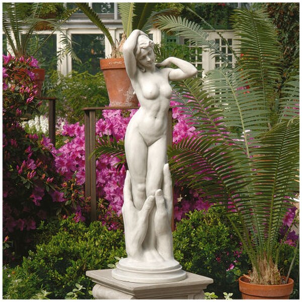 Contemporary Venus Sculpture Emerges from Hands Female Nude Statue